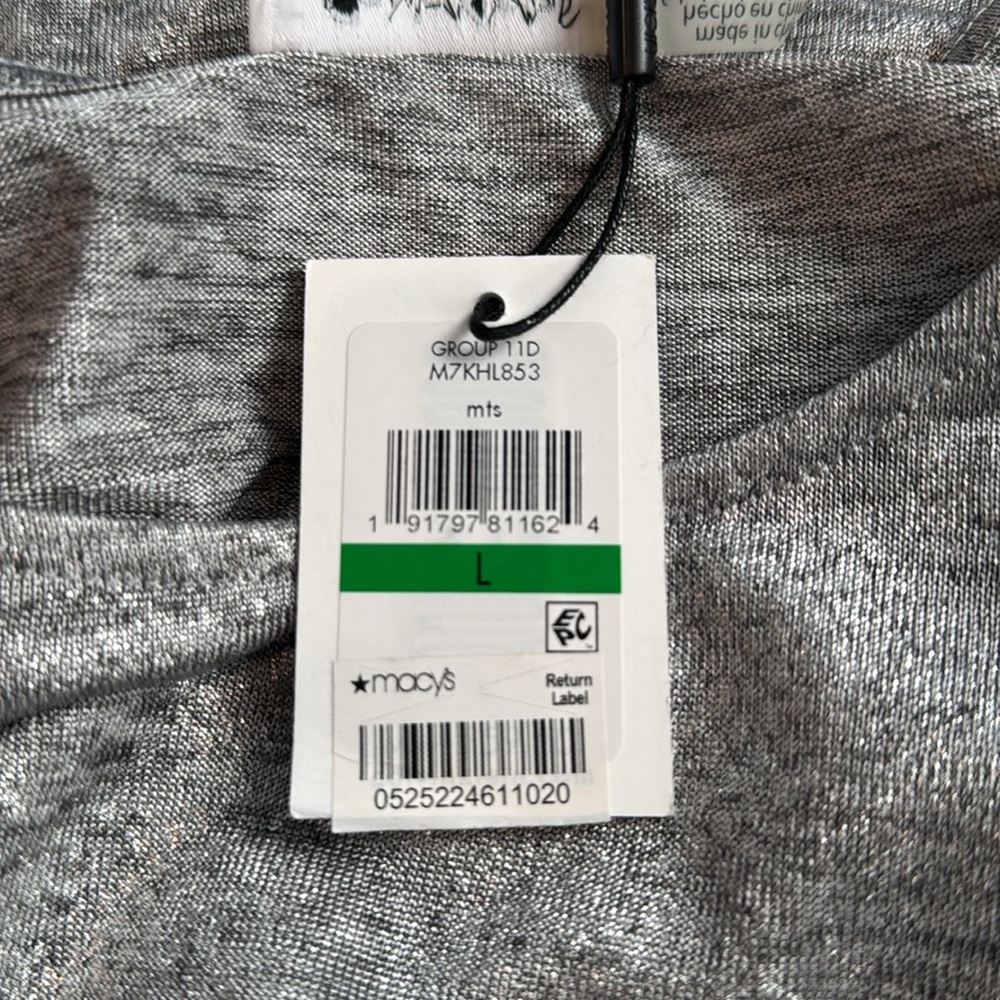 Calvin Klein Women’s Sleeveless Silver Metallic Top, buttons on shoulders size L - Picture 7 of 8